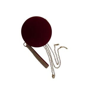 New York & Company Wine Velvet Round Crossbody with Gold Chain